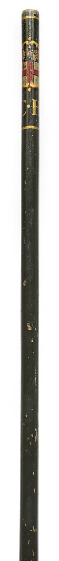A VICTORIAN PAINTED WOOD LONG GOVERNOR'S STAVE OF OFFICE FOR CHRIST'S HOSPITAL