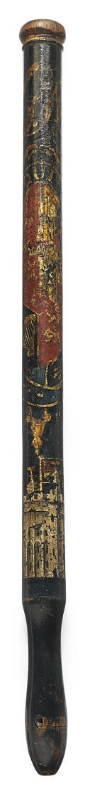 A GEORGE III PAINTED WOOD TRUNCHEON FOR THE TOWER OF LONDON