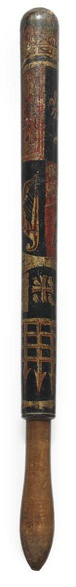 A GEORGE III PAINTED WOOD TRUNCHEON FOR WESTMINSTER