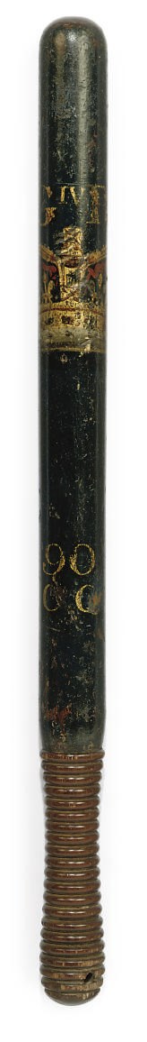 A RARE GEORGE IV PAINTED WOOD TRUNCHEON