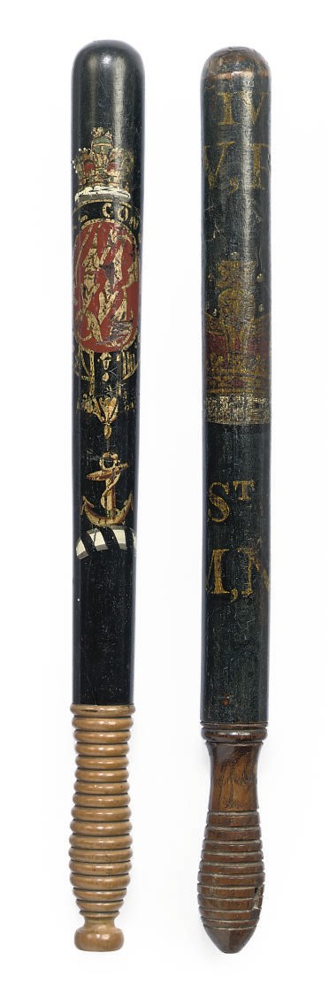 A VICTORIAN PAINTED WOOD SPECIAL CONSTABLE'S TRUNCHEON FOR EDINBURGH