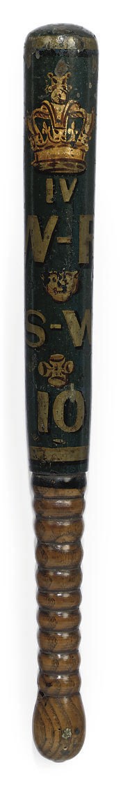 A WILLIAM IV PAINTED WOOD TRUNCHEON