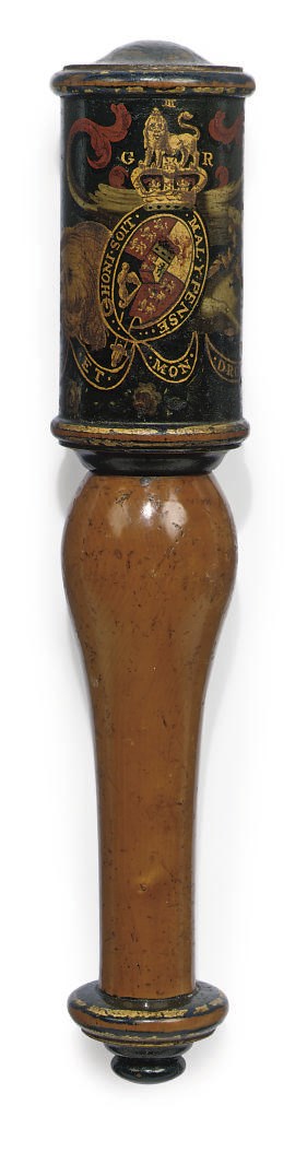 A GEORGE III PAINTED WOOD TRUNCHEON FOR MANCHESTER