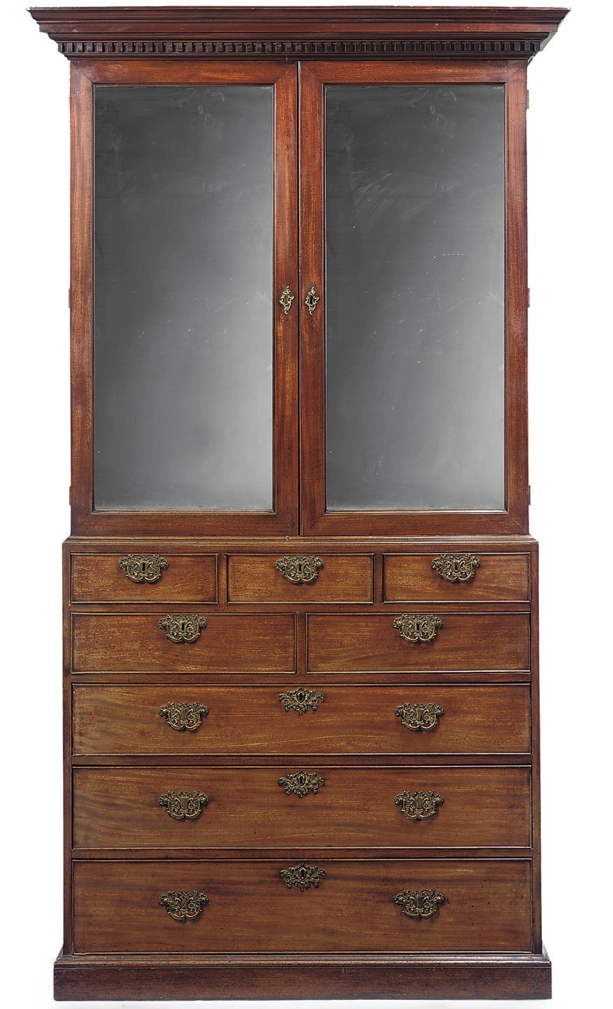 A GEORGE III MAHOGANY CABINET ON CHEST