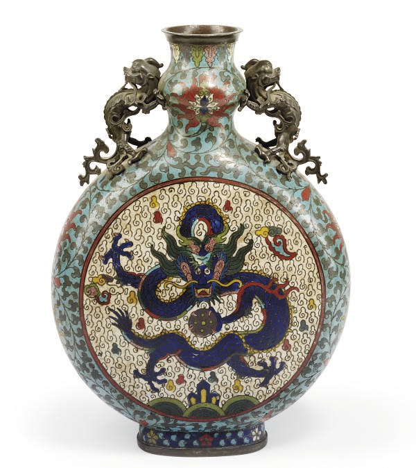 A CHINESE CLOISONNE ENAMELLED MOONFLASK