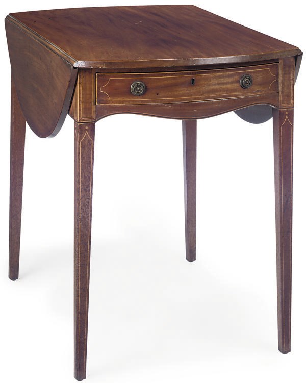 A GEORGE III MAHOGANY LINE-INLAID PEMBROKE TABLE