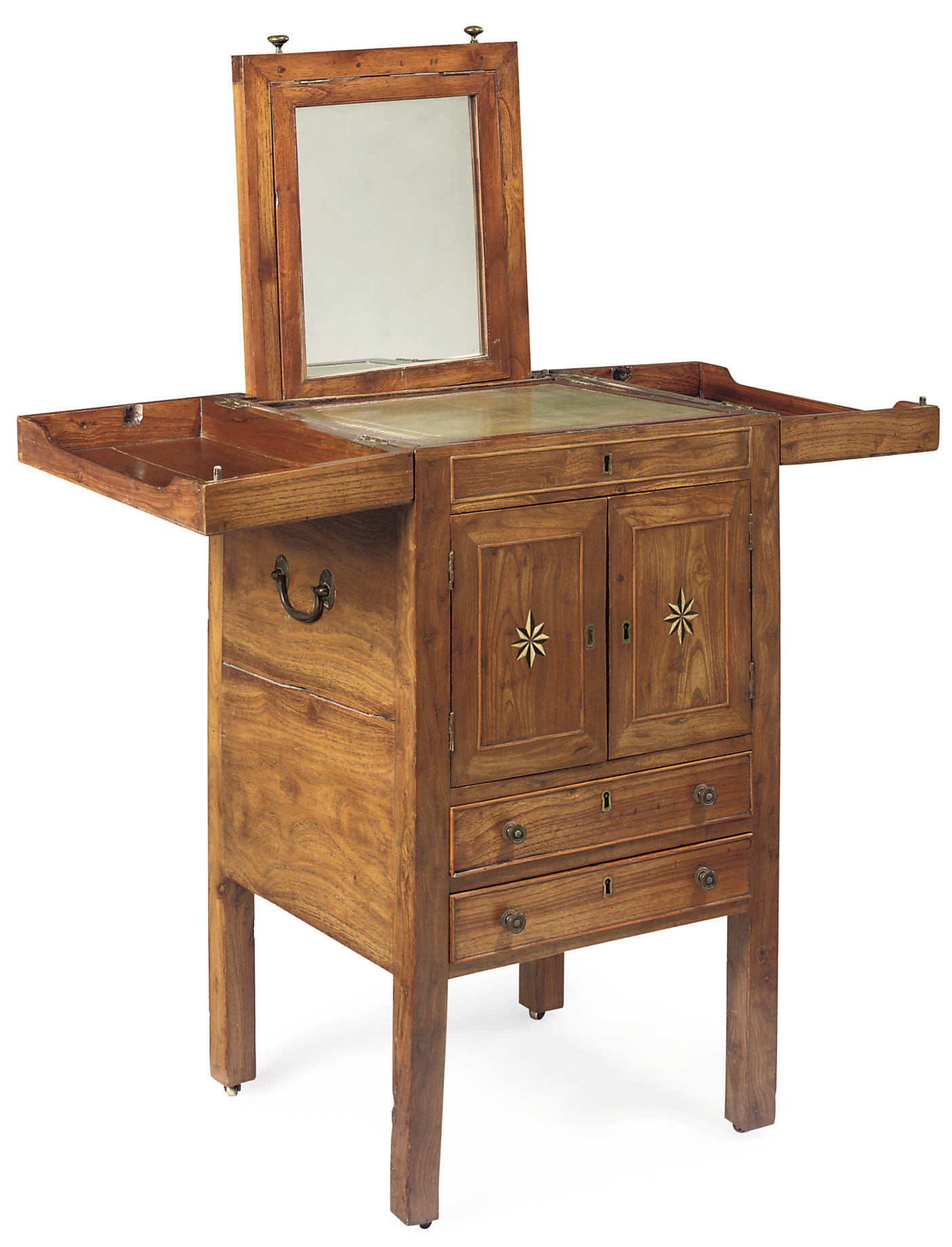 A CHINESE-EXPORT ELM INLAID WASHSTAND