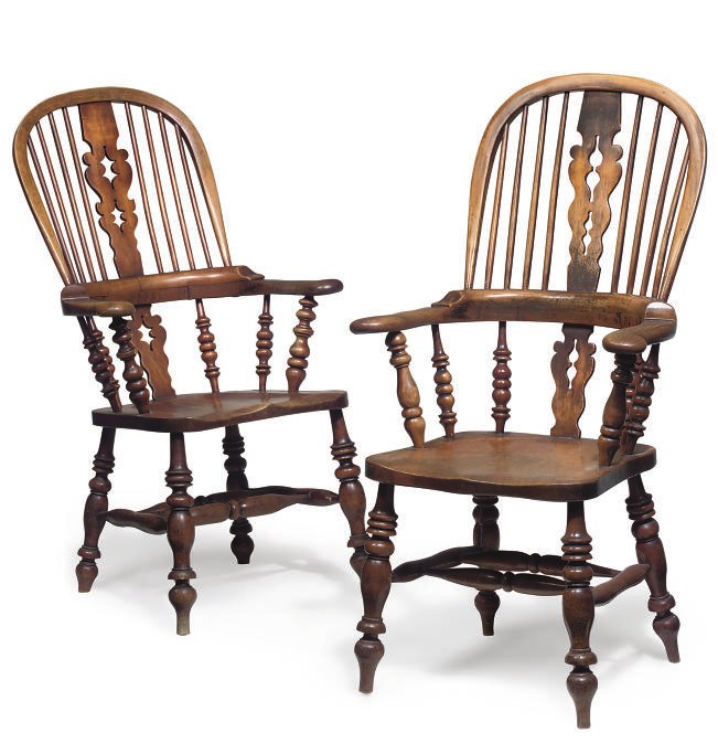A NEAR PAIR OF ASH AND ELM WINDSOR ARMCHAIRS