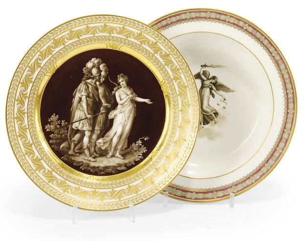 A MEISSEN (MARCOLINI) SOUP-PLATE AND A VIENNA-STYLE PLATE