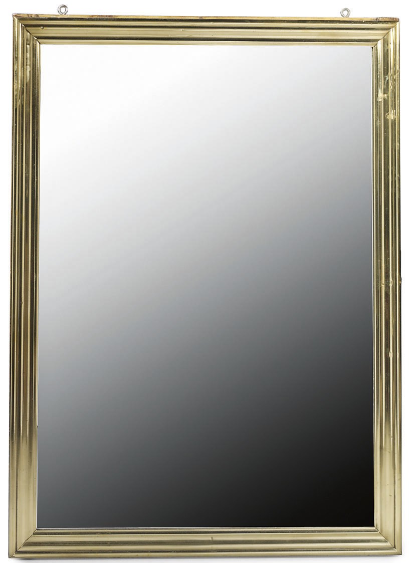 A BRASS FRAMED WALL MIRROR