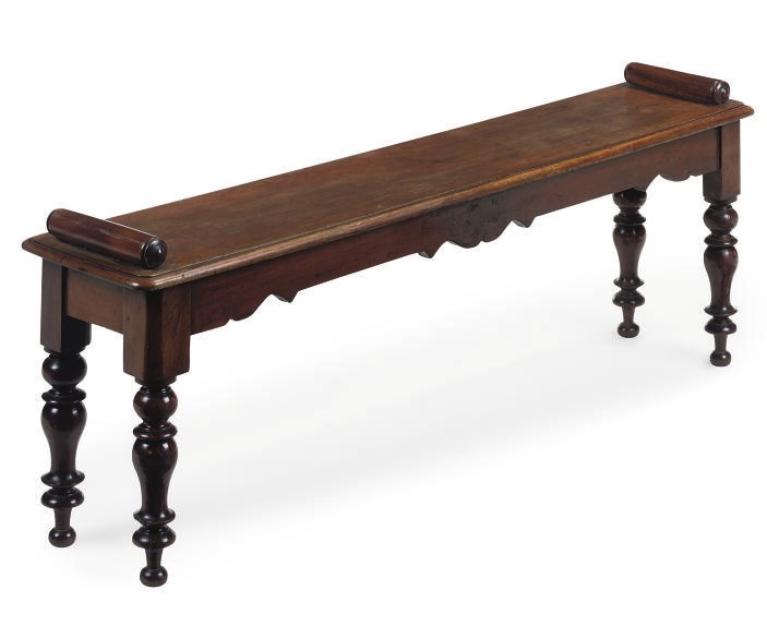 A MID VICTORIAN MAHOGANY HALL SEAT