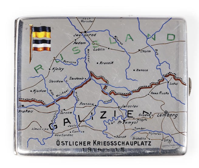 WORLD WAR I INTEREST: AN AUSTRO-HUNGARIAN SILVER AND ENAMEL CIGARETTE CASE