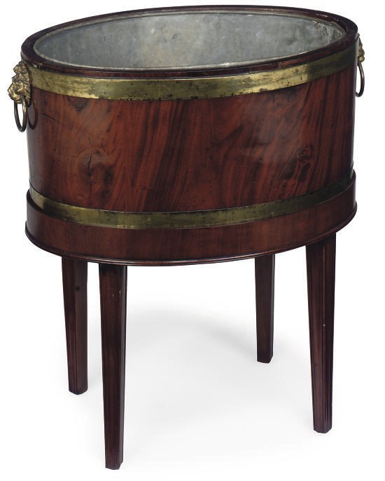 A REGENCY GILT METAL MOUNTED MAHOGANY WINE COOLER
