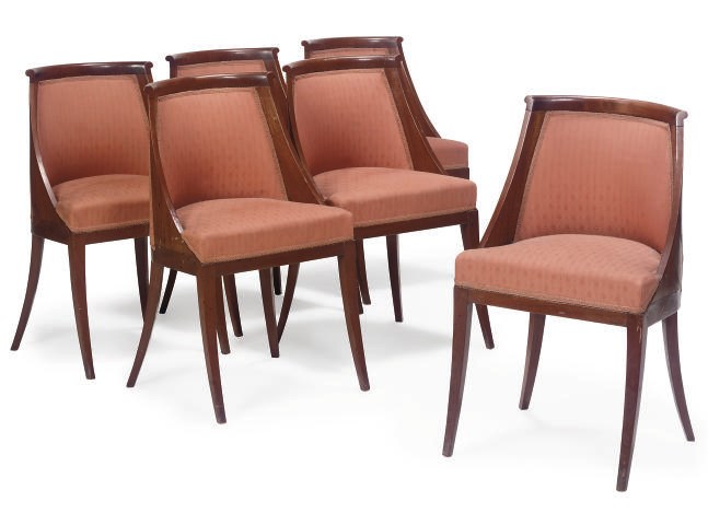 A SET OF SIX NORTH EUROPEAN MAHOGANY DINING CHAIRS