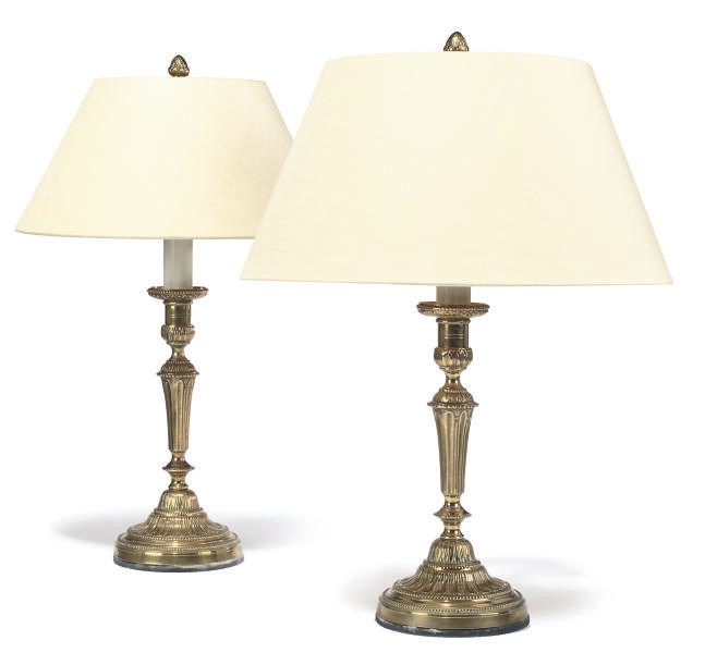 A PAIR OR FRENCH GILT-BRASS CANDLESTICKS