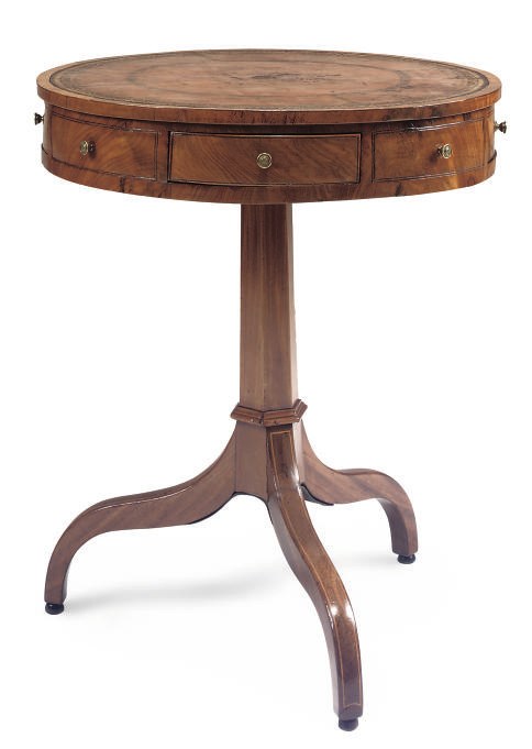 A MAHOGANY DRUM TABLE