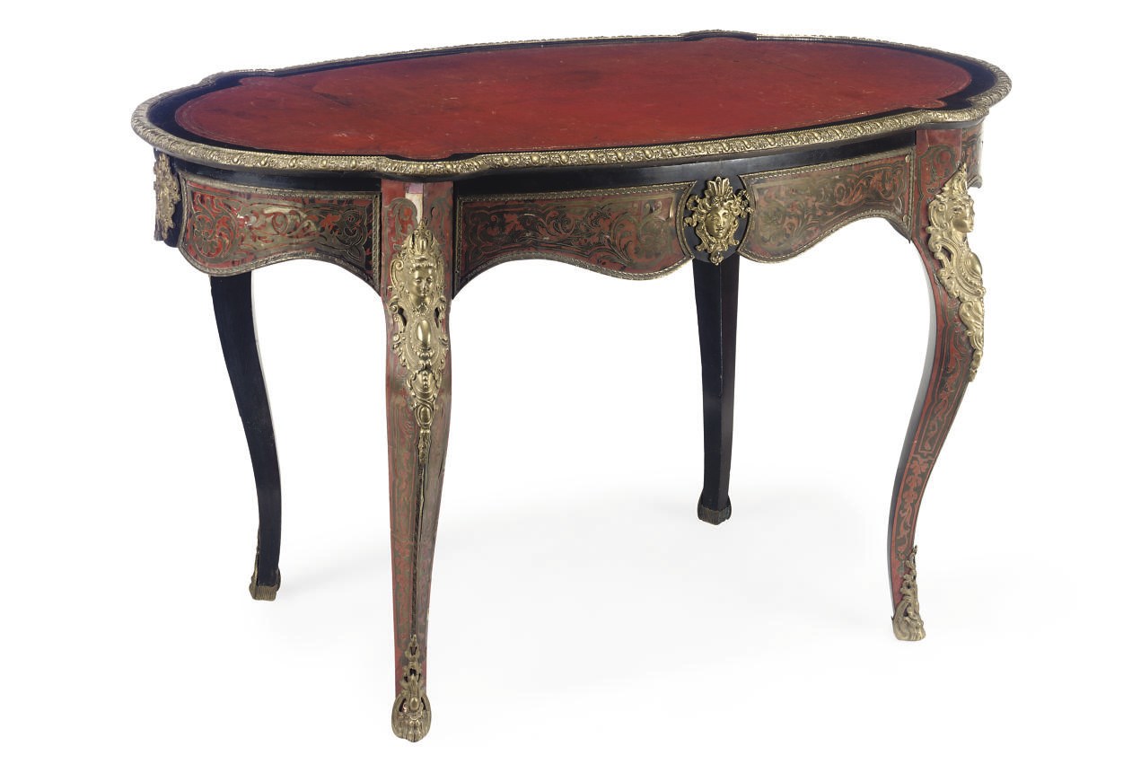 A NAPOLEON III GILT METAL MOUNTED EBONISED BUREAU PLAT
