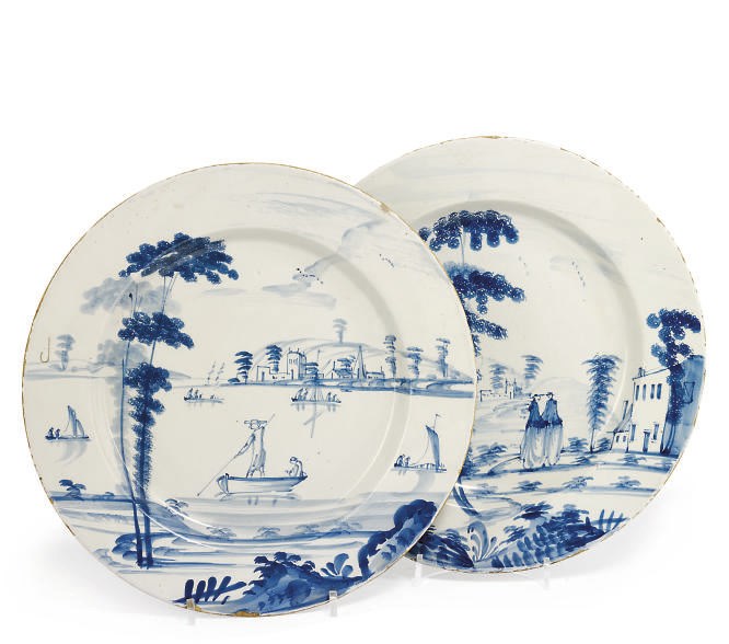 TWO BRISTOL DELFT BLUE AND WHITE DISHES