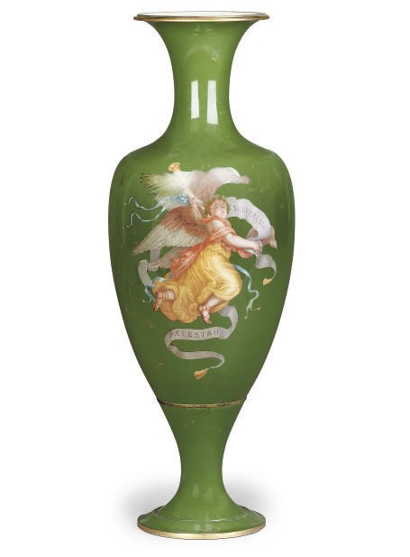A SEVRES GREEN-GROUND OVIFORM VASE