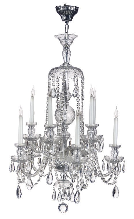 AN ENGLISH MOULDED GLASS TEN-LIGHT CHANDELIER