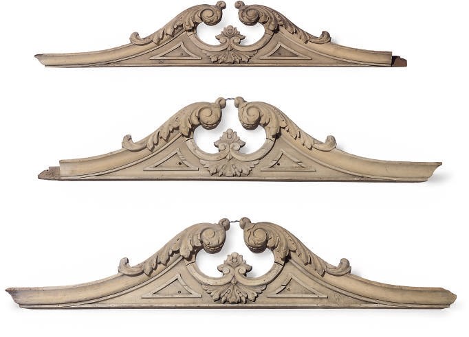 A SET OF THREE ENGLISH PINE OVERDOORS