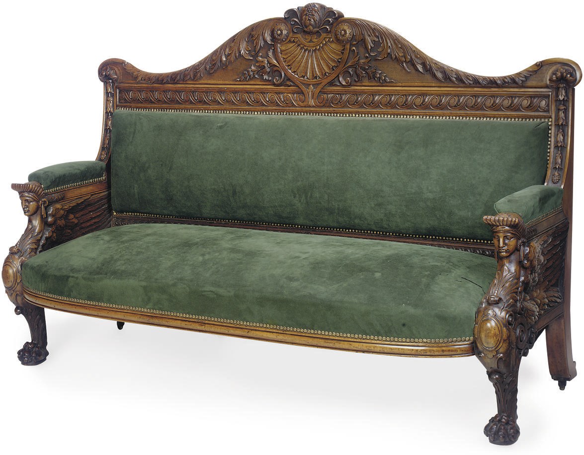 A VICTORIAN CARVED MAHOGANY SOFA