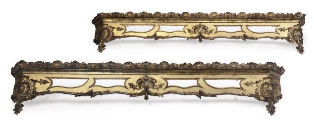 A PAIR OF ITALIAN GILTWOOD PELMETS