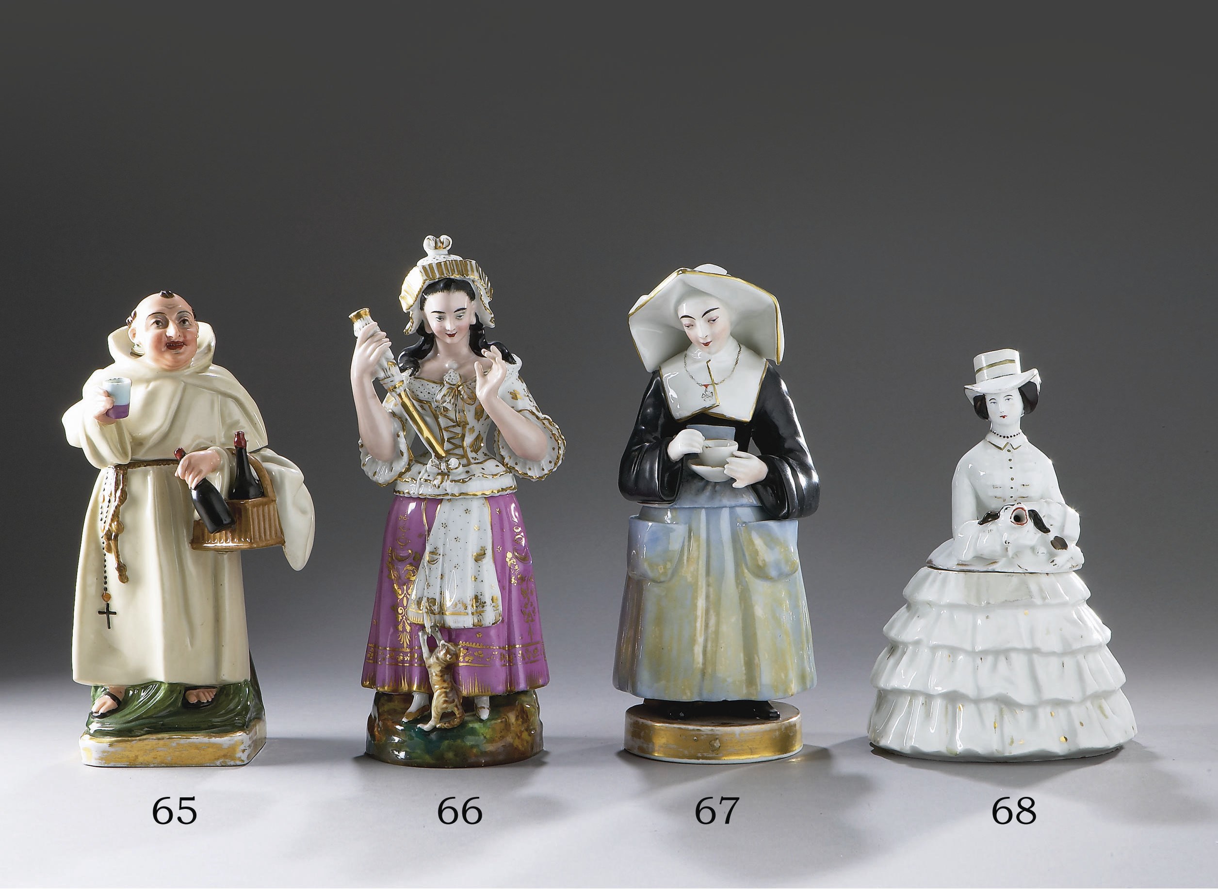 TISANIERE ANTHROPOMORPHE EN TROIS PARTIES EN PORCELAINE DE PARIS DU XIXEME SIECLE