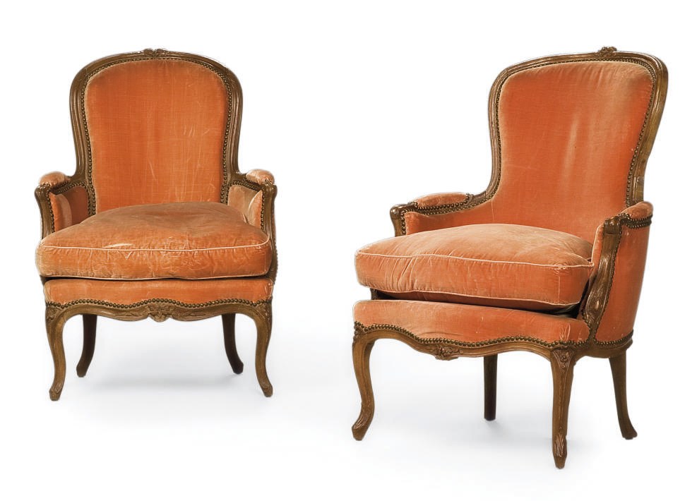 PAIRE DE BERGERES EN CABRIOLET D'EPOQUE LOUIS XV