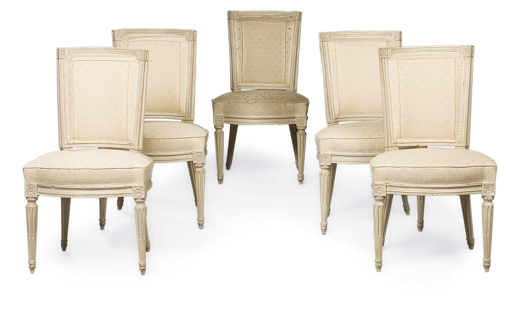 SUITE DE CINQ CHAISES EN CABRIOLET D'EPOQUE LOUIS XVI