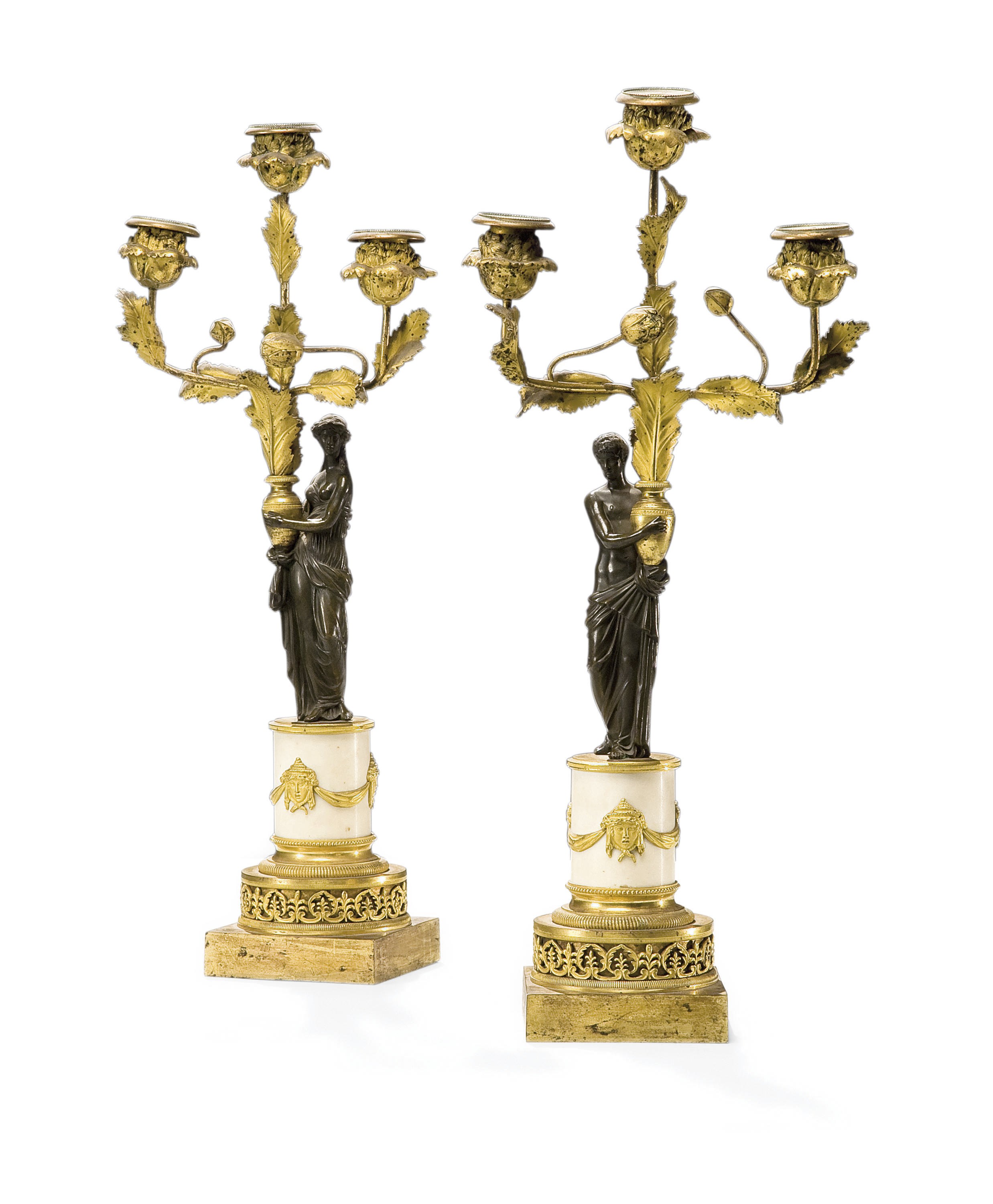 PAIRE DE CANDELABRES D'EPOQUE LOUIS XVI