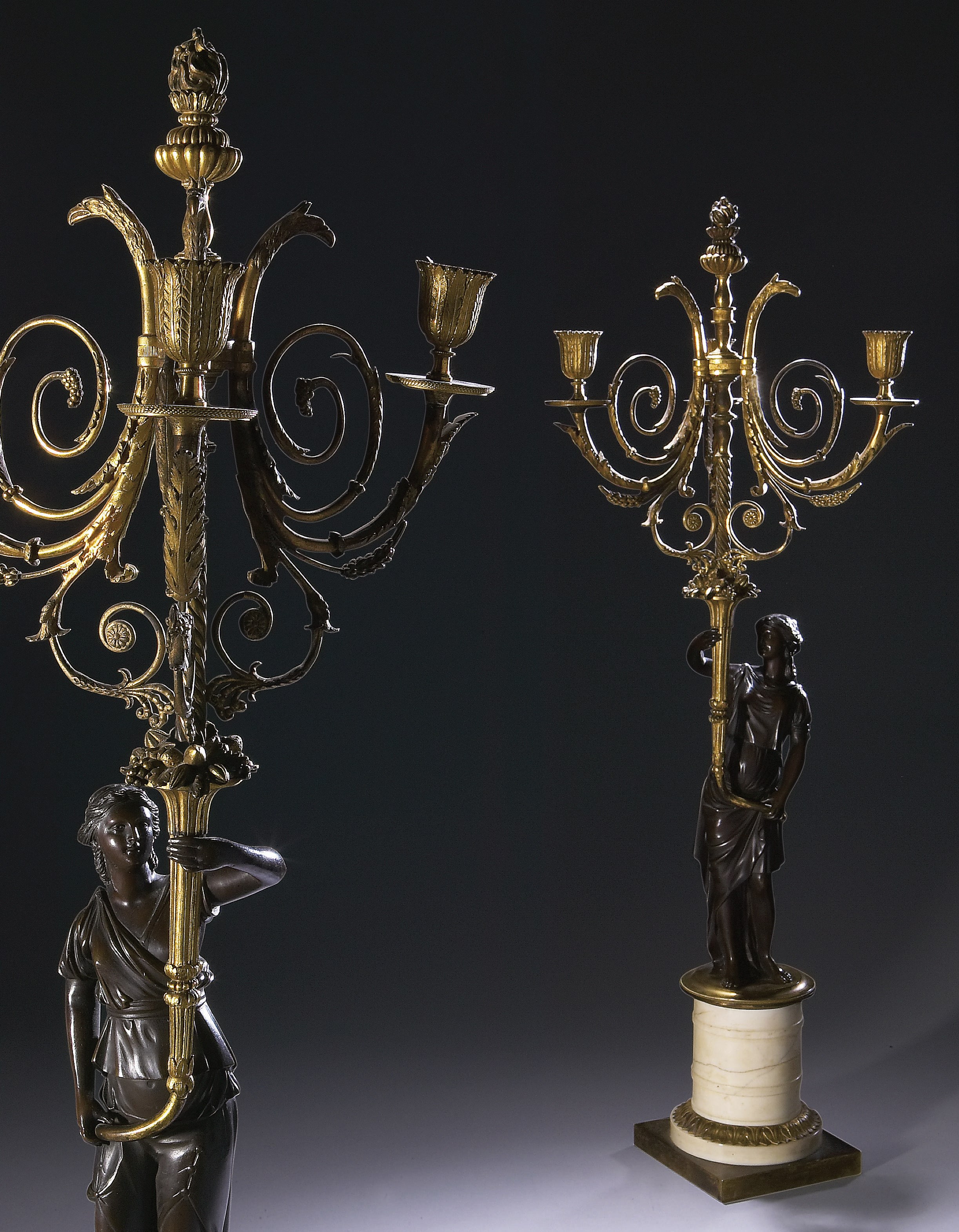 PAIRE DE CANDELABRES EN PARTIE D'EPOQUE LOUIS XVI