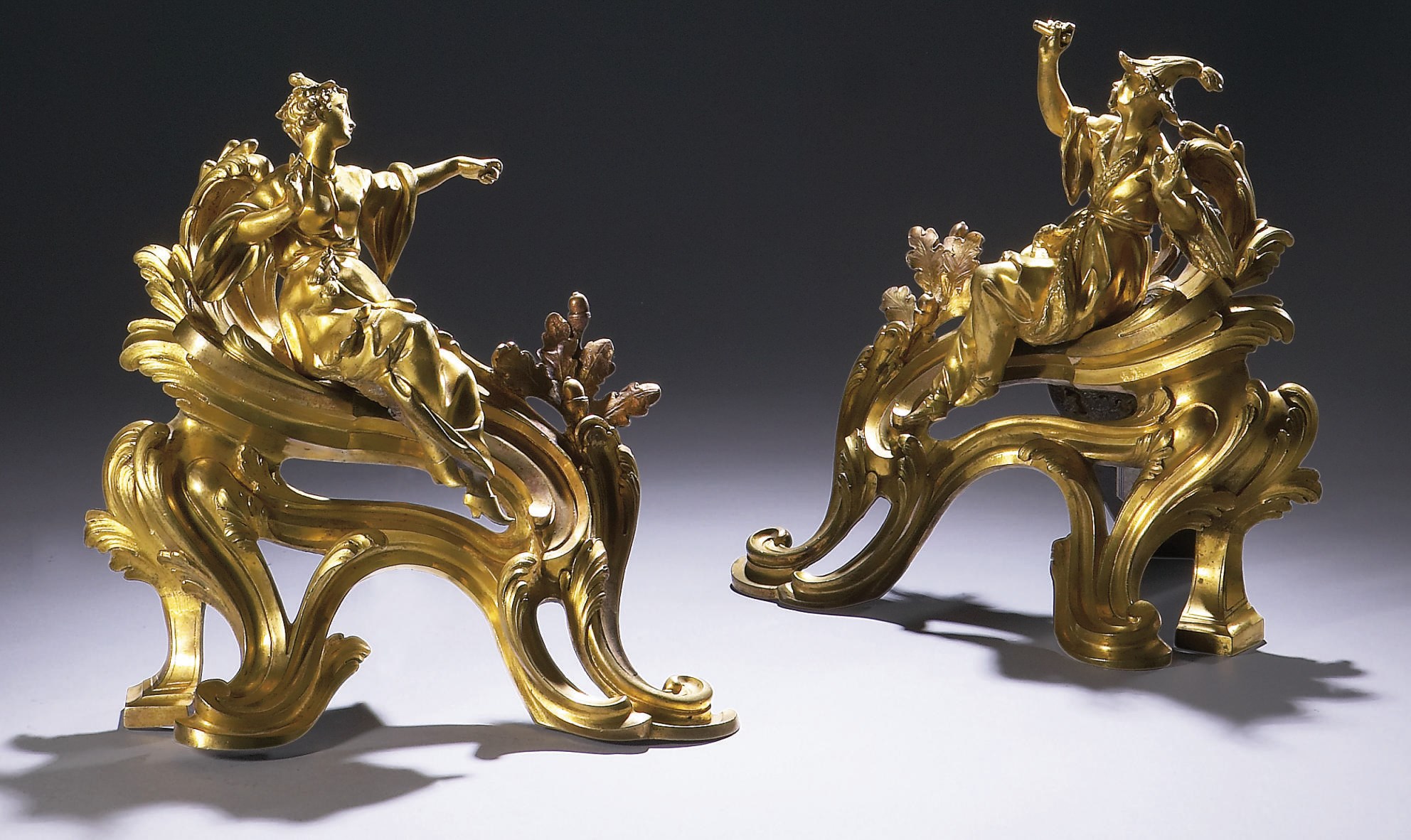 PAIRE DE CHENETS D'EPOQUE LOUIS XV