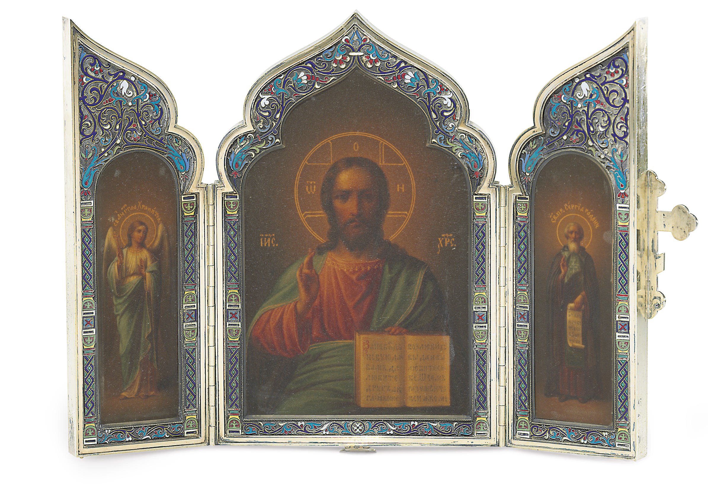 A Silver-Gilt Cloisonné Enamel Triptych