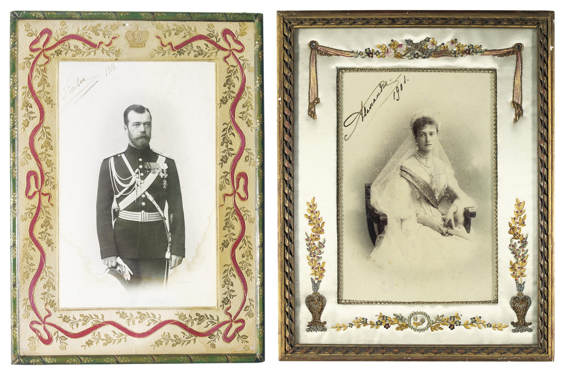 Two Imperial presentation photographs of Nicholas II and Alexandra Feodorovna
