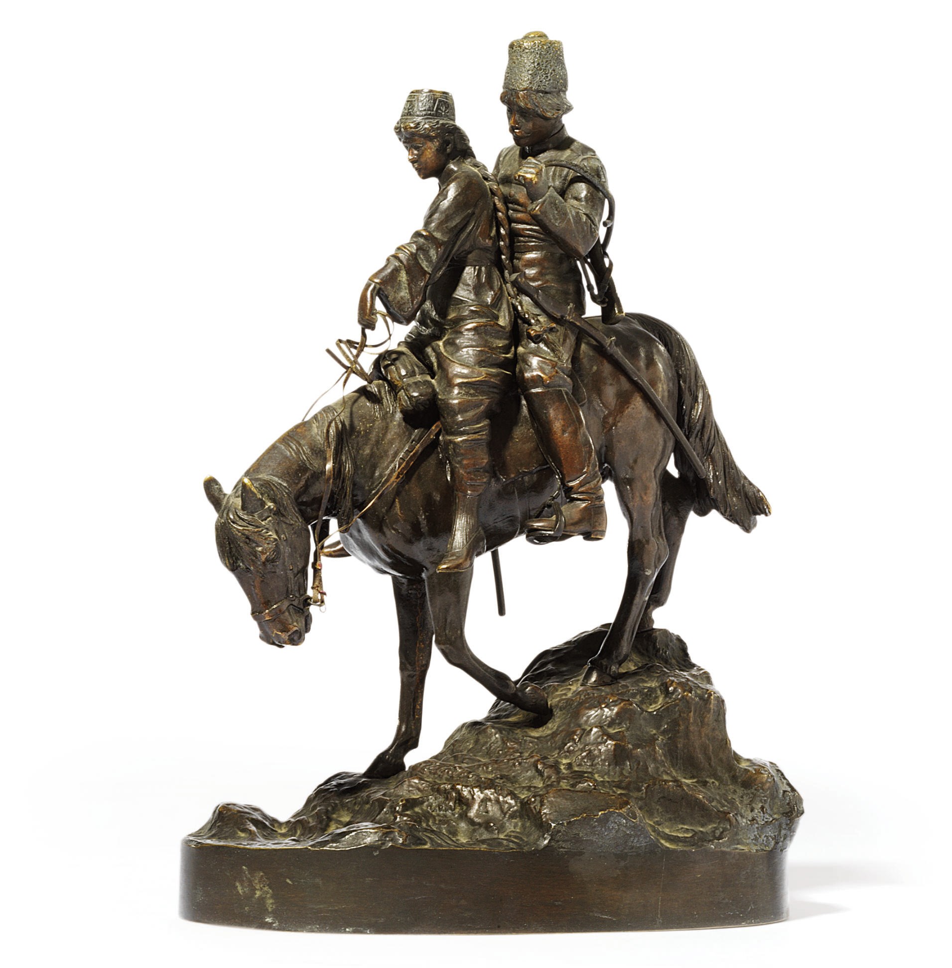 An equestrian group of a cossack and maiden