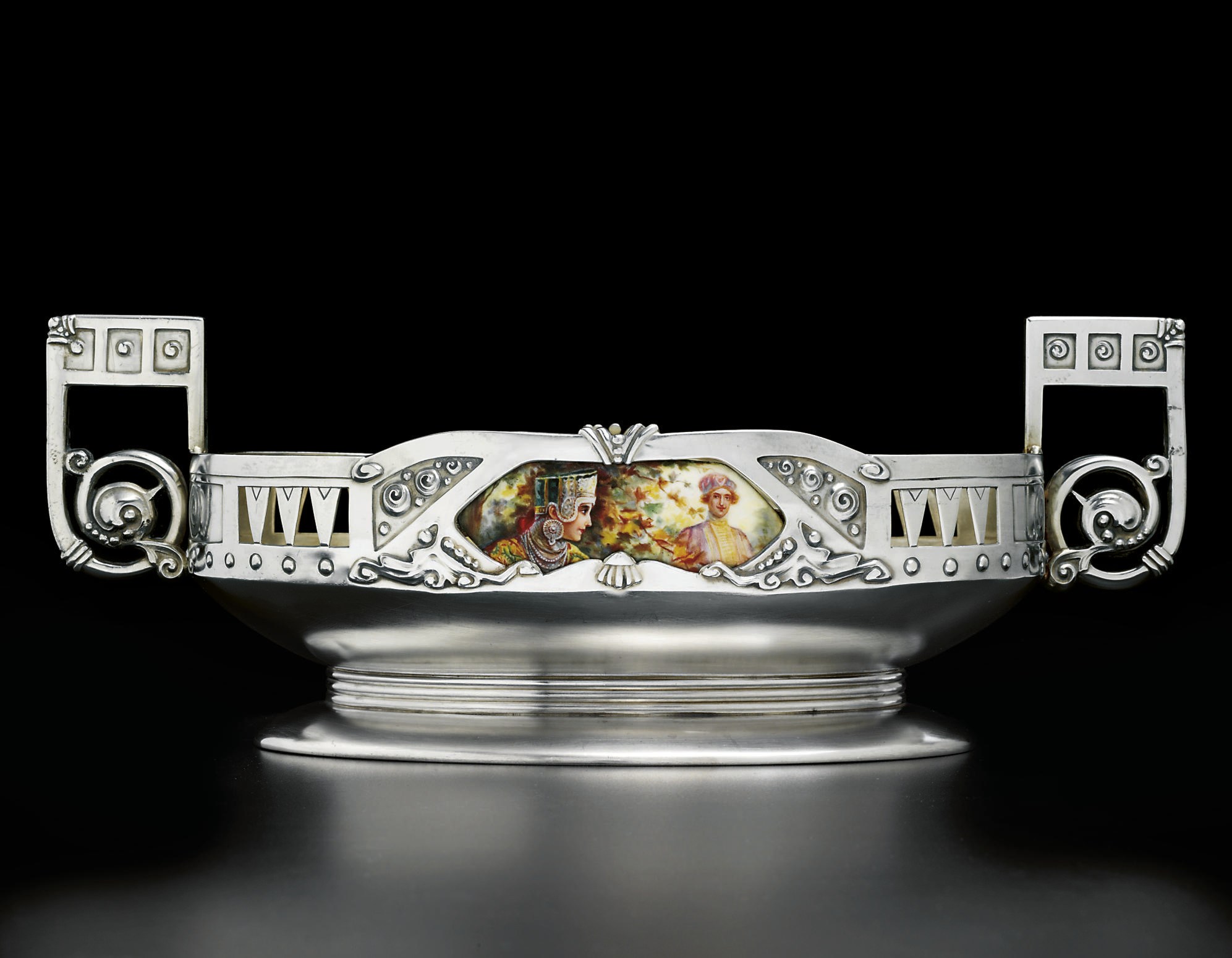 A silver-gilt and en plein enamel two-handled bowl