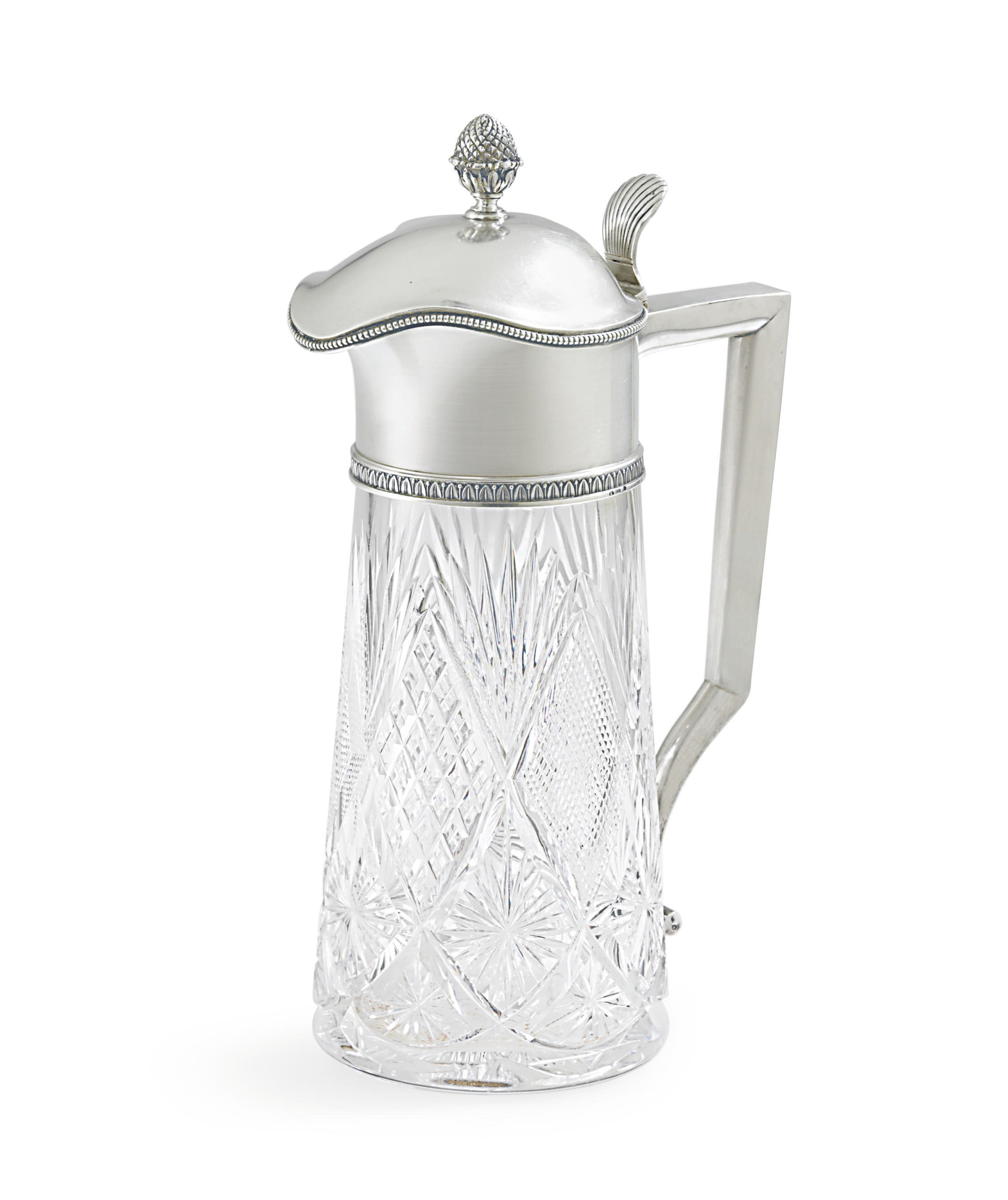 A Silver-Mounted Cut-Glass Wine Jug