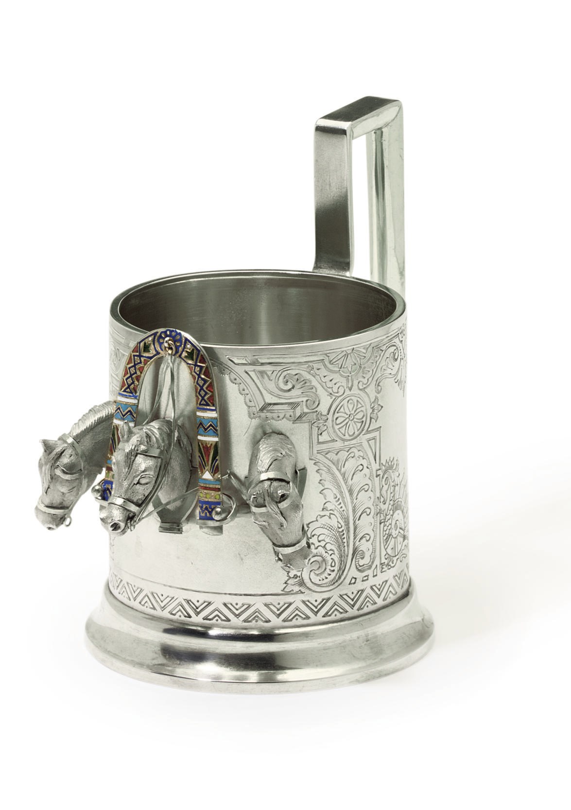 A parcel-gilt and enamelled tea-glass holder