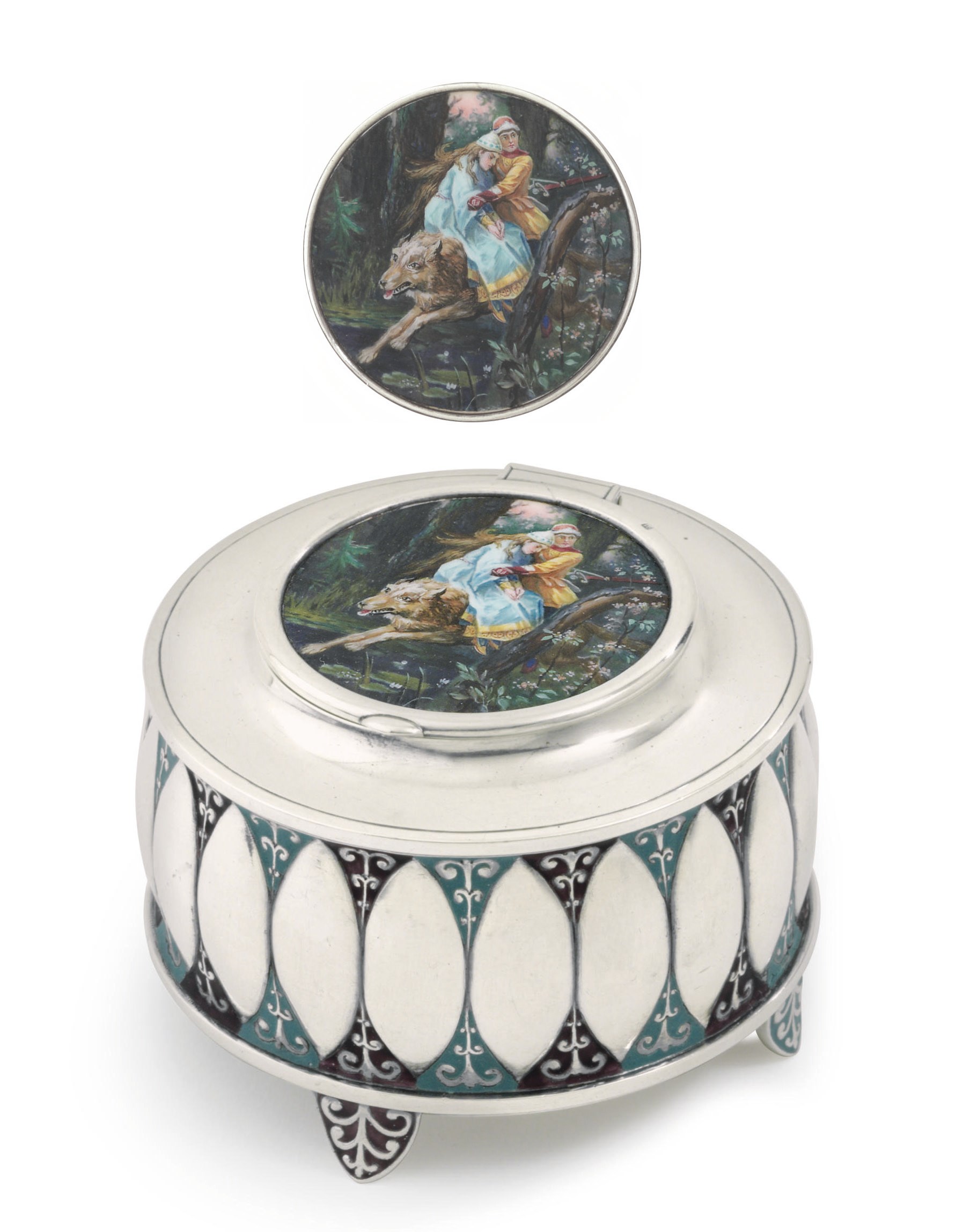 A Silver and En Plein Enamel Box