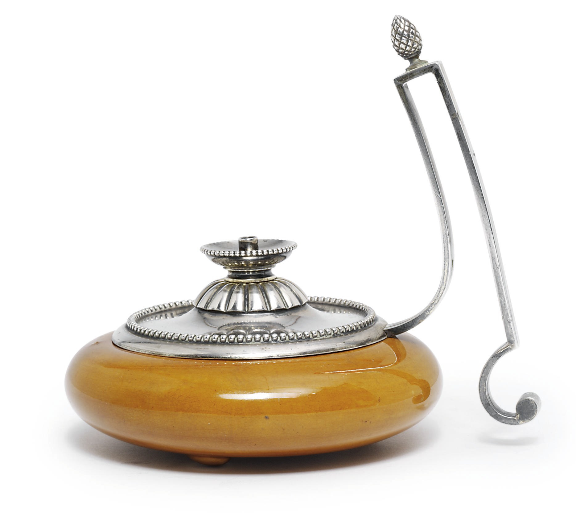 A silver-mounted pottery perfume burner