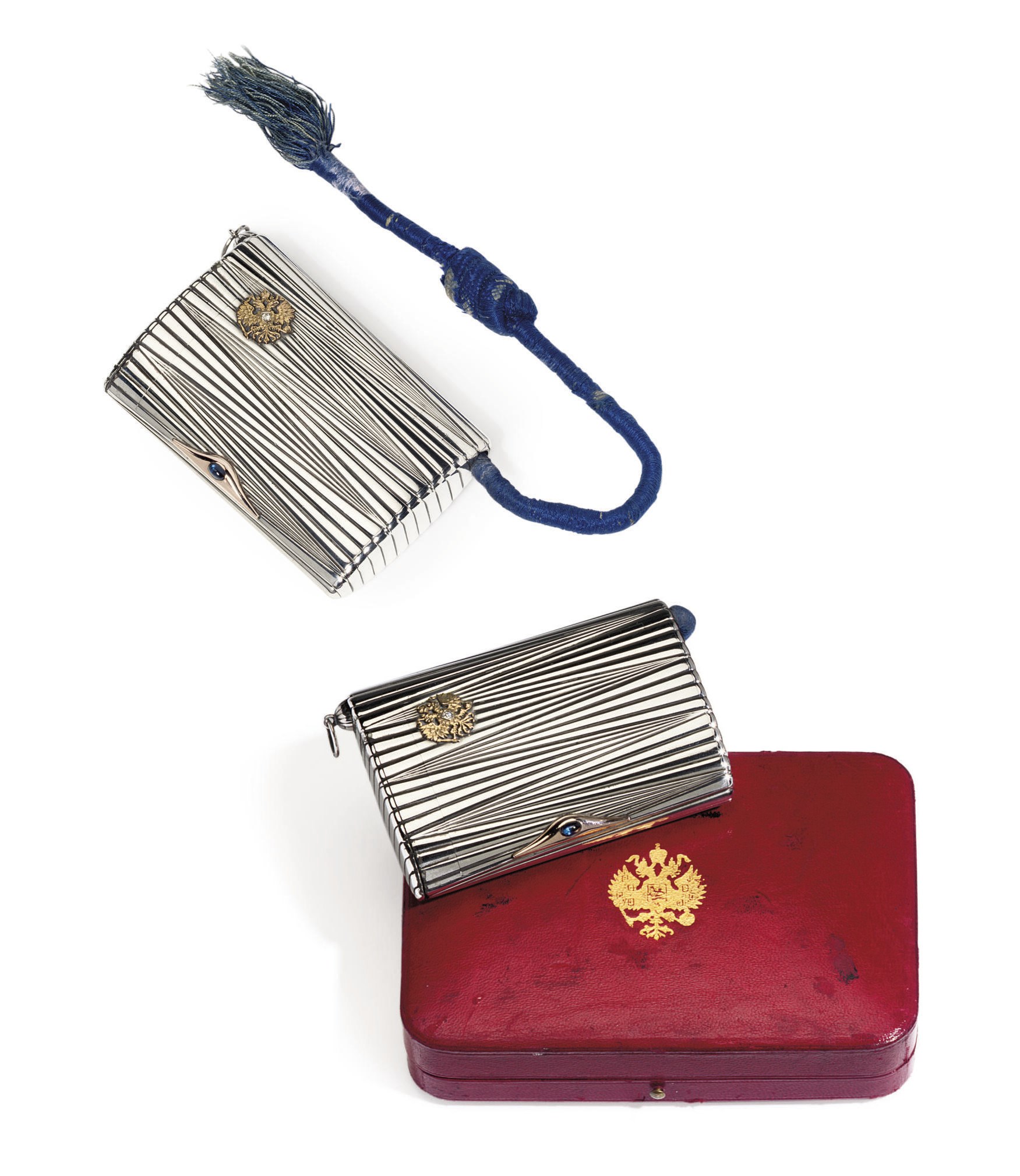 An Imperial presentation jewelled gold-mounted silver cigarette-case