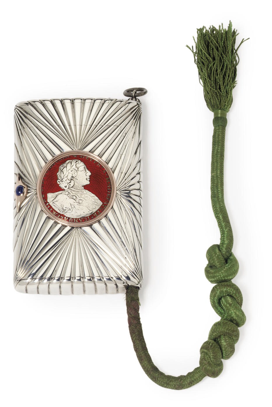 A jewelled gold-mounted and guilloché enamel silver cigarette-case