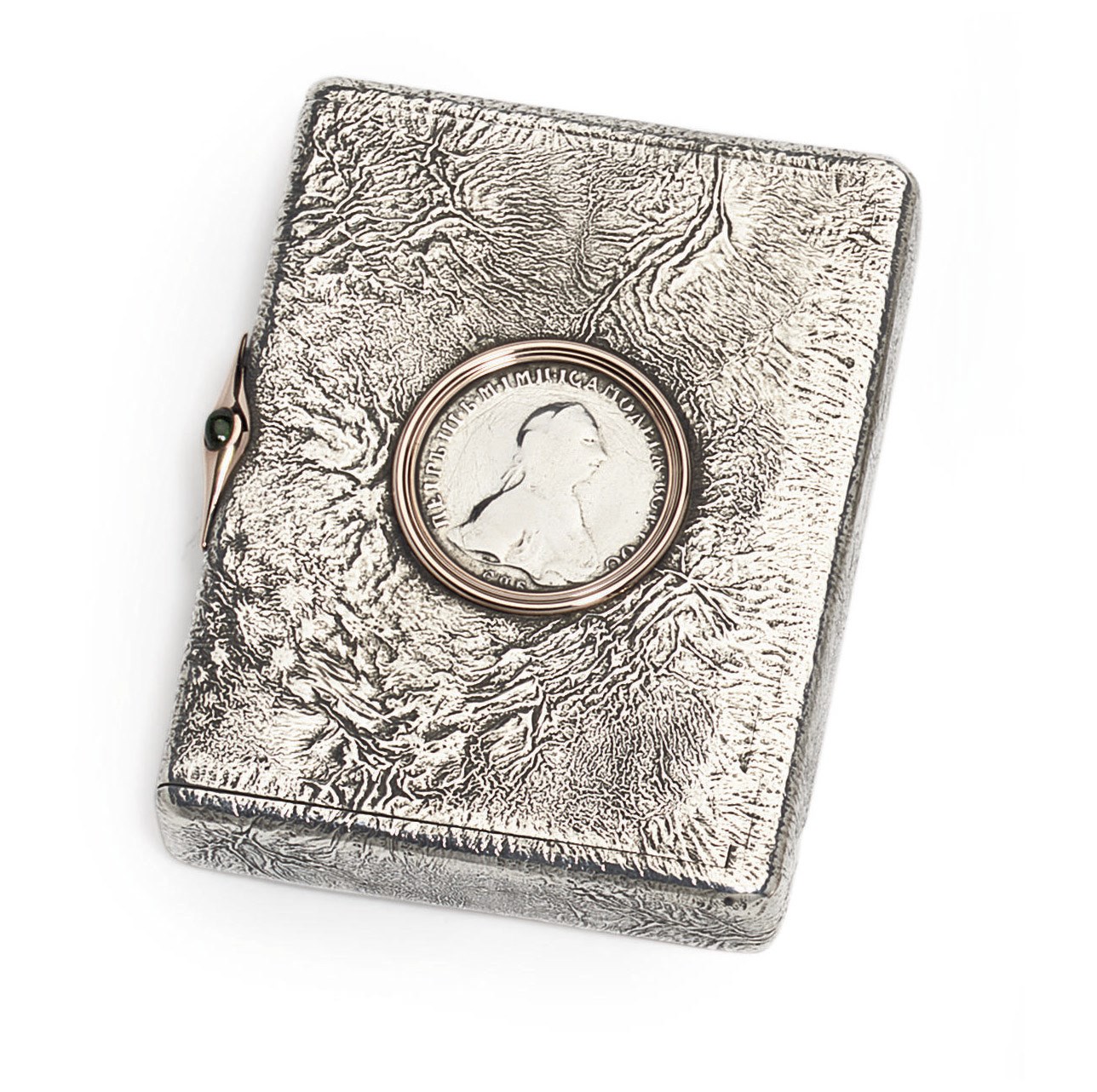 A jewelled and gold-mounted silver samorodok cigarette-case