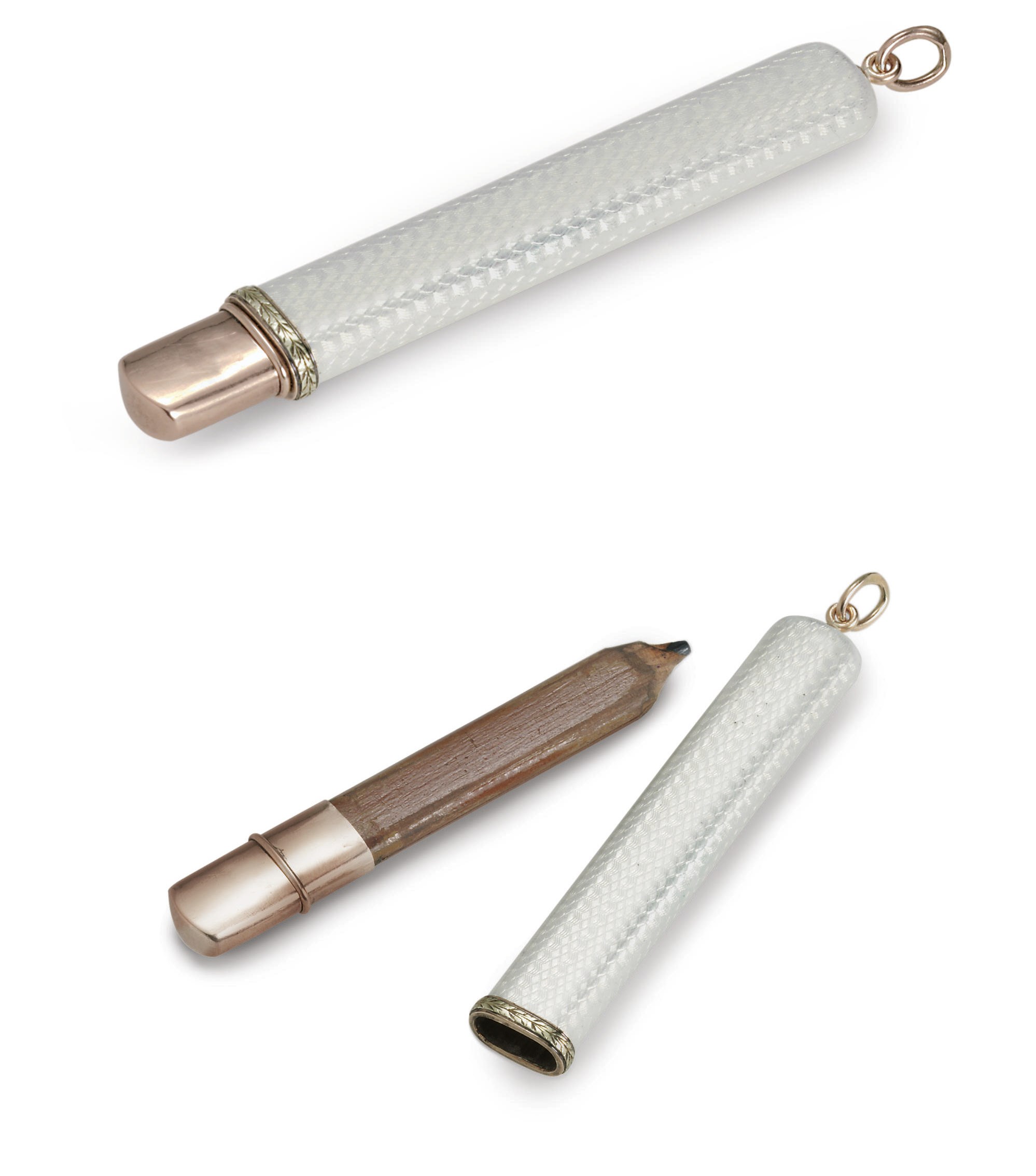 A Two-Colour Gold-Mounted Guilloché Enamel Pencil-Holder
