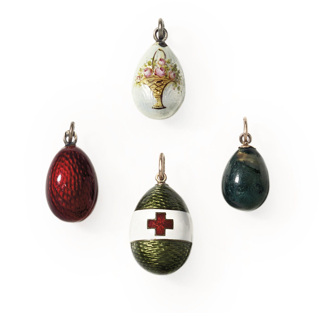 Four miniature pendant Easter Eggs