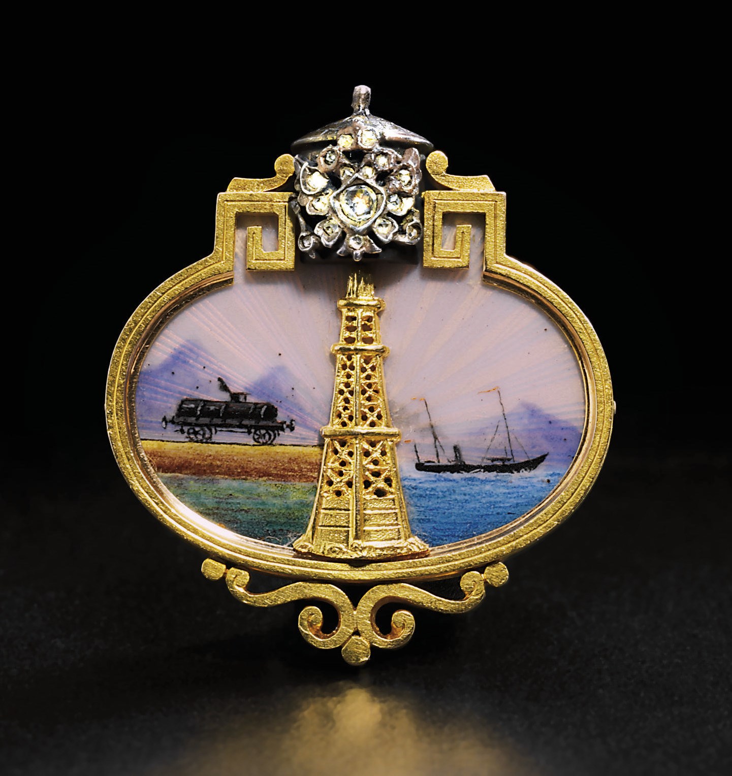 A gold enamel and diamond brooch of the Company of the Nobel Brothers