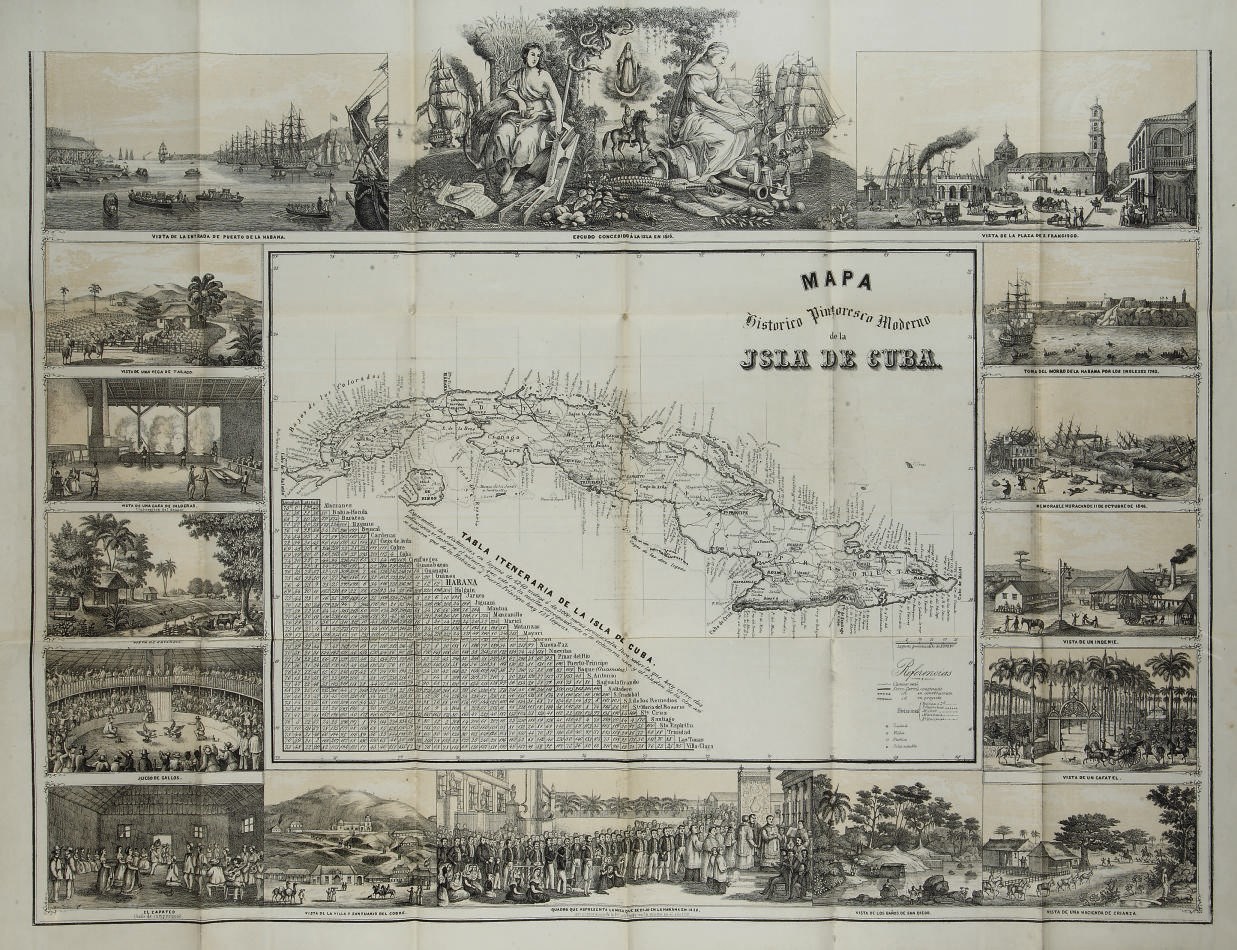 [CUBA] -- MAY, B. Plano Pintoresco de la Habana con los numeros de las casas. -Mapa historico pintoresco moderno de la Isla de Cuba. Havane: May & Co., 1853.