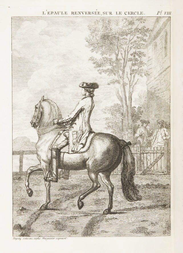 DUPATY DE CLAM, Louis Charles (1720-1790). La Science et l'art de l'équitation, démontrés d'après nature; ou théorie et pratique  de l'équitation, fondées sur l'anatomie, la méchanique, la géométrie, & la physique. Paris: de l'imprimerie de Fr. Amb. Didot, 1776.