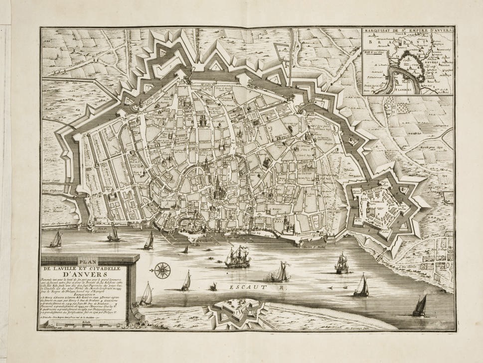 FRICX, Eugène Henri. Table des cartes des Pays Bas et des frontières de France, avec un recueil des plans des villes, sièges et battailles données entre les hauts alliés et la France. Bruxelles: Eugène Henri Fricx, 1712.